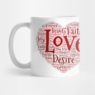 Red Heart Love Word Cloud Original Art Mug